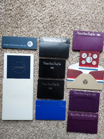 US Coin Proof Sets, 10 Sets TOTAL 1967, 76, 78, 80, 82, 83, 84, 87, 90, See Pics Cover
