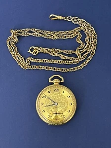 1922 Illinois Pocket Watch 17 Jewels Grade 25 405 Pi Kappa Phi Gold runs w chain - Picture 1 of 14