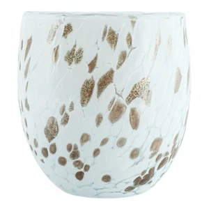 Murano Glass Drinking Tumbler White Bronze Handmade Millefiori 10cm - Picture 1 of 7