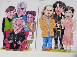 2 Cartoon Matt Prints From original art after Father Ted And Black Books - Picture 1 of 1