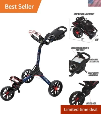 海军蓝/红色高尔夫推车带自动打开技术 - 轻松方便 — 第 1/4 张图片