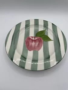Laurie Gates 9,5"" Teller 2er Set grün weiß gestreift roter Apfel - Bild 1 von 6