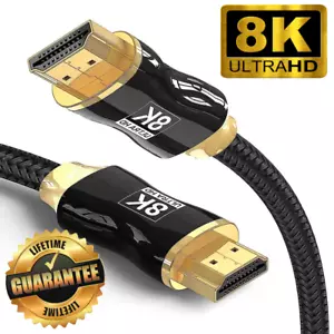 HDMI Cable 8K 2.1 Gold Plated Ultra High Speed UHD PS4 PS5 XBOX Virgin Sky HDTV - Picture 1 of 17