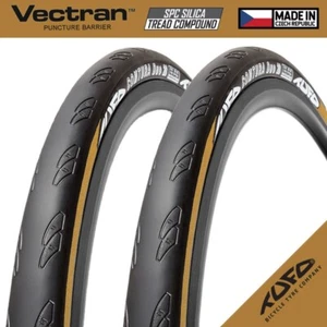 2x 700 x 25c Tan Wall Road Bike Tyres 700c 25mm Folding Tufo Comtura Duo EU Made - Picture 1 of 7
