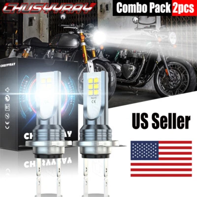 For BMW K1200 K1300 K1600 Motorcycle LED Headlight H7 6000K Super White Bulbs - Image 1 of 4