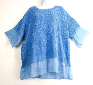 Lagenlook Damen 62%Baumwolle 38%Seide Gehäkelte Kaftan Styletop Onesize :p - Bild 1 von 37