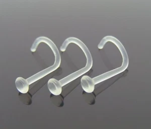 3 pc lot 18g (1MM) BIOPLAST NOSE RETAINER STUDS RINGS SPIRALS NOSE STUD NOSE PIN - Bild 1 von 3
