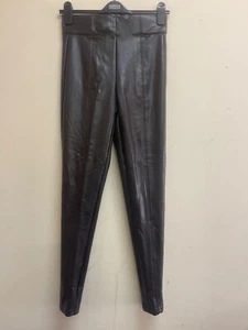 M&S High Waisted LEATHER Look LEGGINGS ~ Size: 6 Regular - Picture 1 of 10