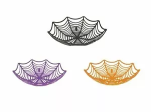 Halloween Spider Web Plastic Candy Basket 3 Assorted Colors - Picture 1 of 4