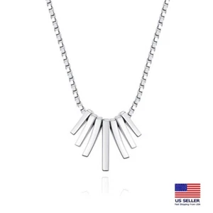 Fashion Women 925 Sterling Silver Necklace Ivory Streamline Style Pendant 1827 - Picture 1 of 3