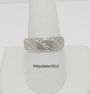 1/4CT MENS NATURAL DIAMOND WEDDING BAND BRIDAL RING 10K WHITE GOLD - Picture 1 of 13