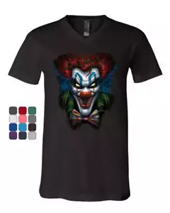 Psycho Clown V-Neck T-Shirt Nightmare Evil Creepy Scary Horror Fobia Tee - Picture 1 of 5
