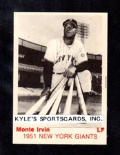 1975 TCMA  Monte Irvin UNSIGNED NY GIANTS 2-1/2 x 3-1/2  ORIGINAL PHOTO CARD  #9