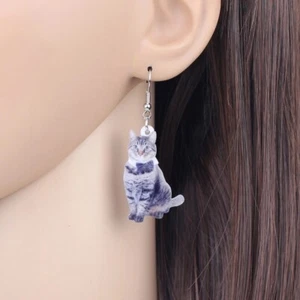 Pendientes divertidos, ligeros grises y negros atigrado gato gatito - nuevos con etiquetas gran regalo - Imagen 1 de 7