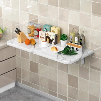 Wall Mounted Drop Leaf Dining Work Table Breakfast Bar Table Small Tables Shelf - Image 1 of 4