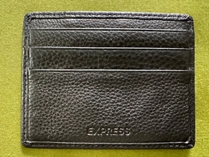  Express 4 Credit Card Pebbled Leather Case Black 3x3 13/16” EXC Free Shipping - Picture 1 of 2