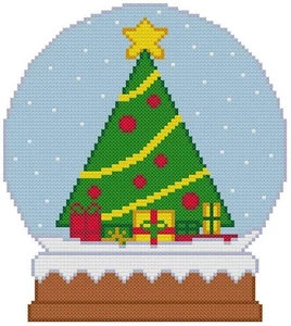 KREUZSTICH + BASTELMUSTER Weihnachten Schneekugel Baum Geschenke Geschenke Stern Schnee - Bild 1 von 16