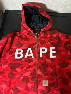 A Bathing Ape x Carhartt Red Camouflage Jacket Vintage Japan - Picture 1 of 6