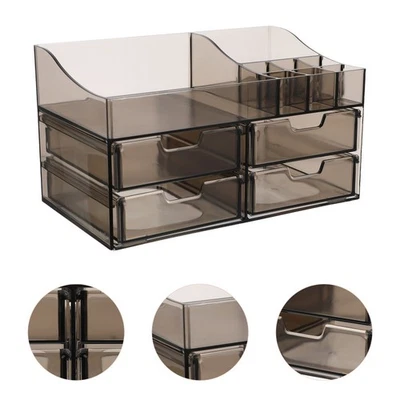  Transparent Large Capacity Storage Containers Makeup Desk Organizer - Image 1 of 4