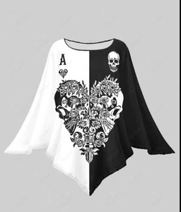 Halloween Costume Floral Skulls Heart Playing Cards Cape One Size US 8-32 - Picture 1 of 2