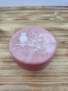 Vintage Eule Schmuckkästchen Design Geschenk Intern'l Inco Lay Stein rosa weiß erhöht 3,5x2" - Bild 1 von 10