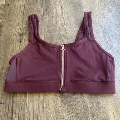 Aerie Women’s Sports Bra Chill Play Move Small Front Zip Breathable Side Mesh - Image 1 of 4