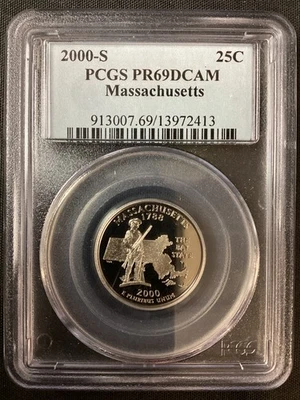 2000-S State Quarter Massachusetts PCGS PR69DCAM NO RESERVE! - Image 1 of 2