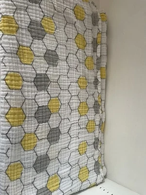 Aden + Anais Honeycomb Yellow & Gray Muslin Receiving Swaddle Baby Blanket 38x40 - Image 1 of 4