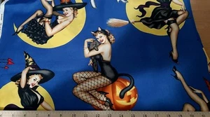 ALEXANDER HENRY Fabric - BEWITCHED - Sexy Pinups in Moons - by the HALF yd (18") - Picture 1 of 1