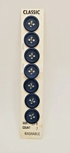 Clásico Redondo Azul Marino 4 Agujeros Botones 5/8" 7 en Tarjeta Nuevo de Lote Antiguo - Imagen 1 de 2