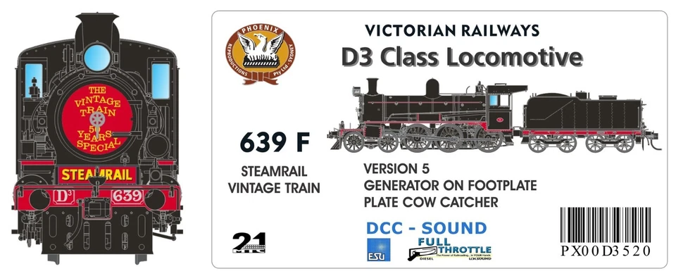 SDS Models VR D3 Steam Locomotive #639 (F) - DCC/Sound, STEAMRAIL VINTAGE TRAIN - image 1 of 1