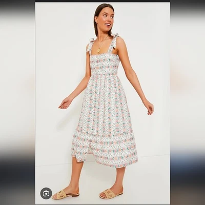 Maxi Vestido Jacinth House Floral Lupino Lazo Cuello Cuadrado Rosa Verde Talla Pequeña Foto 1 de 4