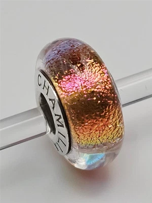 Nuevo Chamilia ROSA COBRE IRIDISCENTE Vidrio Artístico de Murano y Cuentas de Ley OB-177 $40 Foto 1 de 4