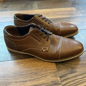 Tommy Hilfiger Men’s TMURBAN Brown Leather Oxford Dress Shoes Size 12 - Picture 1 of 9