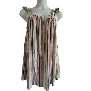Papaya Dress Size 12 Linen Blend boho striped summer multicolored short - Picture 1 of 11