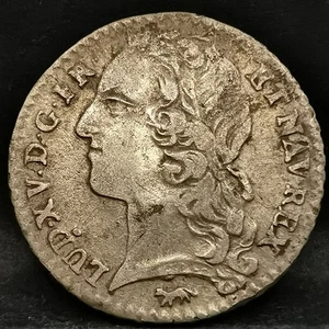 1/10 ECU AU BANDEAU 1748 A PARIS LOUIS XV 314600 Ex. FRANCE 22mm 2.91g - Picture 1 of 2