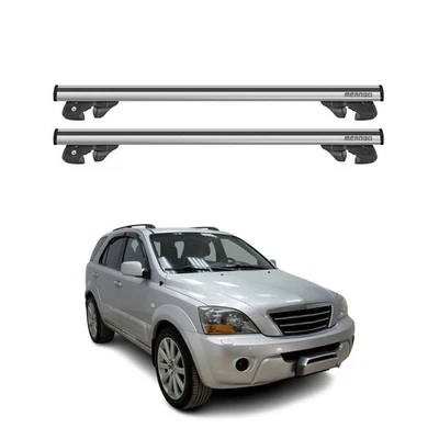 Barras transversales de techo de aluminio para Kia Sorento 2003-2009 gris 2 piezas Foto 1 de 4