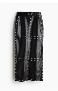 H&M HM A/W 2024 - STUD-EMBELLISHED COATED SKIRT - SIZE UK 10 - NEW - Picture 1 of 3