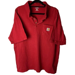 Carhartt Red Short Sleeve Collared Polo Shirt Men's Size XL - Picture 1 of 6