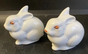 VINTAGE 2 Small Porcelain Figures Rabbit Hare Bunny Soviet Ukraine Animal Decor - Picture 1 of 13