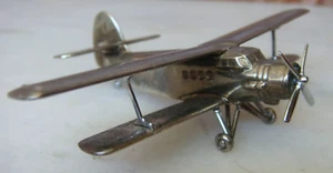 ANTIGUO MODELO DE ESCRITORIO AVIÓN PEQUEÑO PLACA PLATA AN-2 RUSO VINTAGE - Imagen 1 de 11