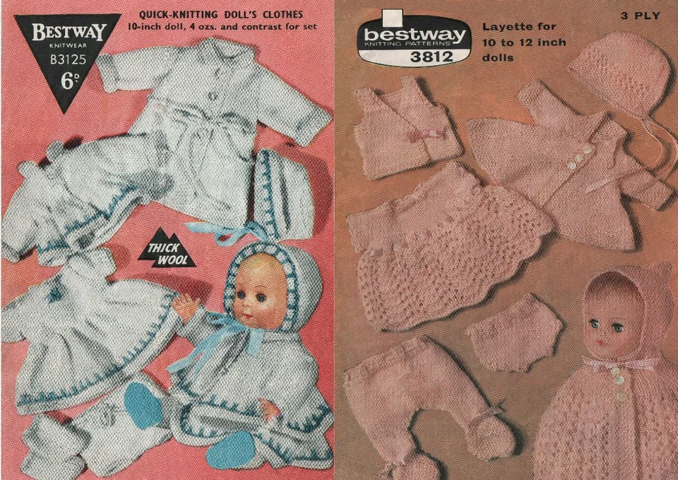 Knitting Pattern To Make 14 x  Vintage Doll's Clothes Items. 10 to 13 inch Dolls - Image 1 of 1
