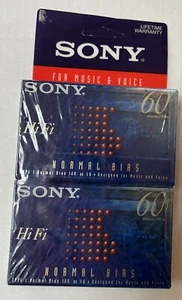 NEW 2 Sony HiFi Blank Audio Recording Cassette 60 Minute Normal Bias C-60HFB - Picture 1 of 6
