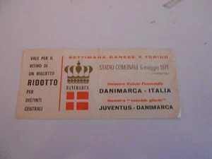 biglietto stadio-JUVENTUS-DANIMARCA V.GLORIE-DANIMARCA-ITALIA FEMMINILE 1971 - Picture 1 of 1