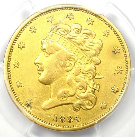 1834 Classic Gold Half Eagle $5 Coin - Certified PCGS XF Details (Mount Damage) Cover