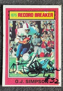 1975 Topps Football '75 RECORD BREAKER AUTHENTIC AUTO O.J. Simpson #6 EX - Bild 1 von 6