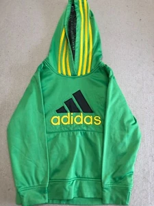 Adidas Kids Sweatshirt Youth Small (7) Bright Green Fleece Active Soccer Hoody - Picture 1 of 5