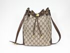 Gucci Vintage Shoulder Bag Drawstring GG PVC sherry Authentic