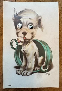 Vintage Postcard Puppy Binky Plastic Moving Eye's Artist Signed *9059 - Picture 1 of 2
