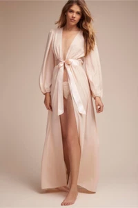 Anthropologie JAMES COVIELLO Mirah Maxi Robe Kimono Bridal Gown Size S Peach New - Picture 1 of 8